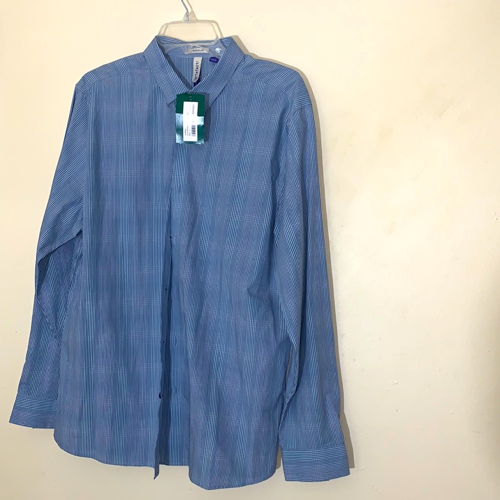 NWT Artefact Size Large Mens Interval Stretch Poplin striped button down shirt